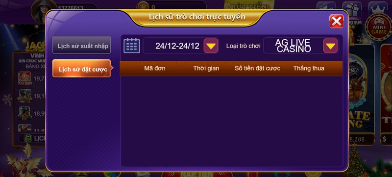 Làm thế nào xem được lịch sử cược của 68 Game bài?